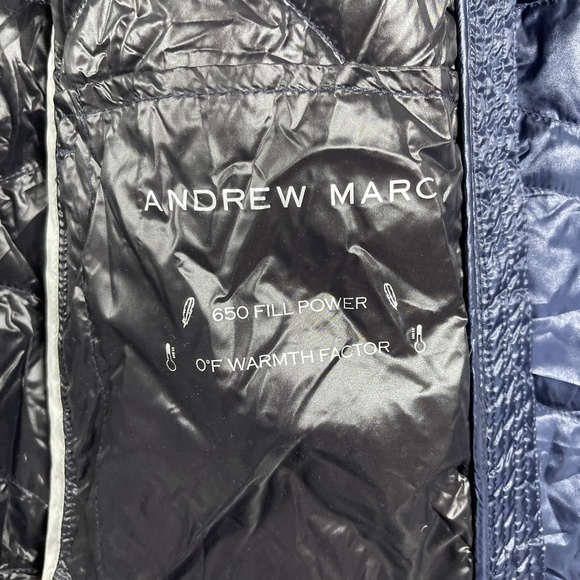 NWT ANDREW MARC Navy Blue Packable Goose Down Long Puffer Coat Womens XL #1247 - Picture 7 of 12